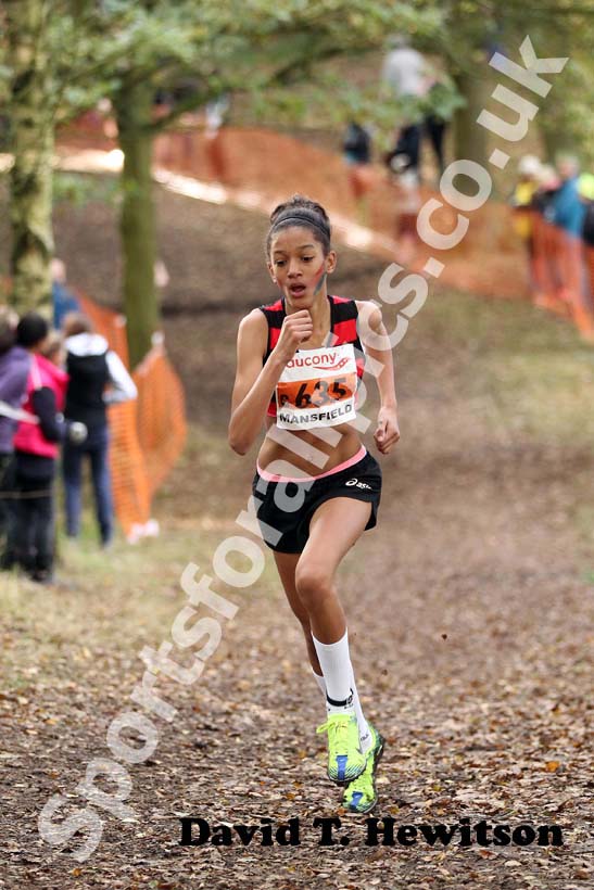 K. McDonald(Herne Hill Harriers) win the under-13 girls 2012 National Cross Country Relay Championships.